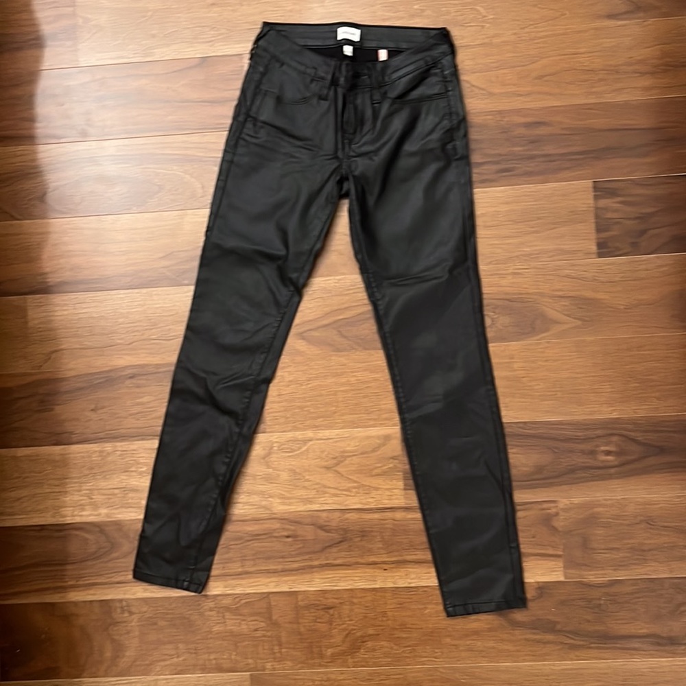 sneak peek black coated leather pants size 3